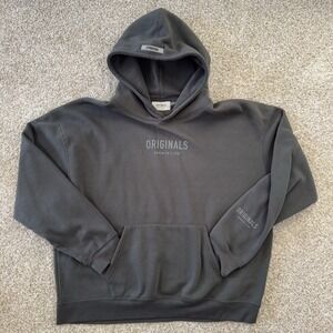 ORIGINALS Brooklyn Cloth Grey Pullover Kangaroo Pouch Hoodie Size L